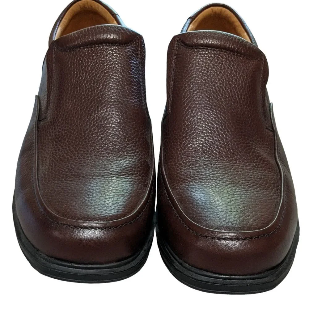 Gravity Defyer brown men's pebbled leather TB8141B rubber sole comfort loafer 11